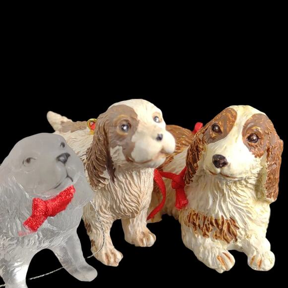 Set of 3 Spaniel Dog Christmas Holiday Ornaments, Cocker Cavalier KC, Springer - Picture 1 of 7